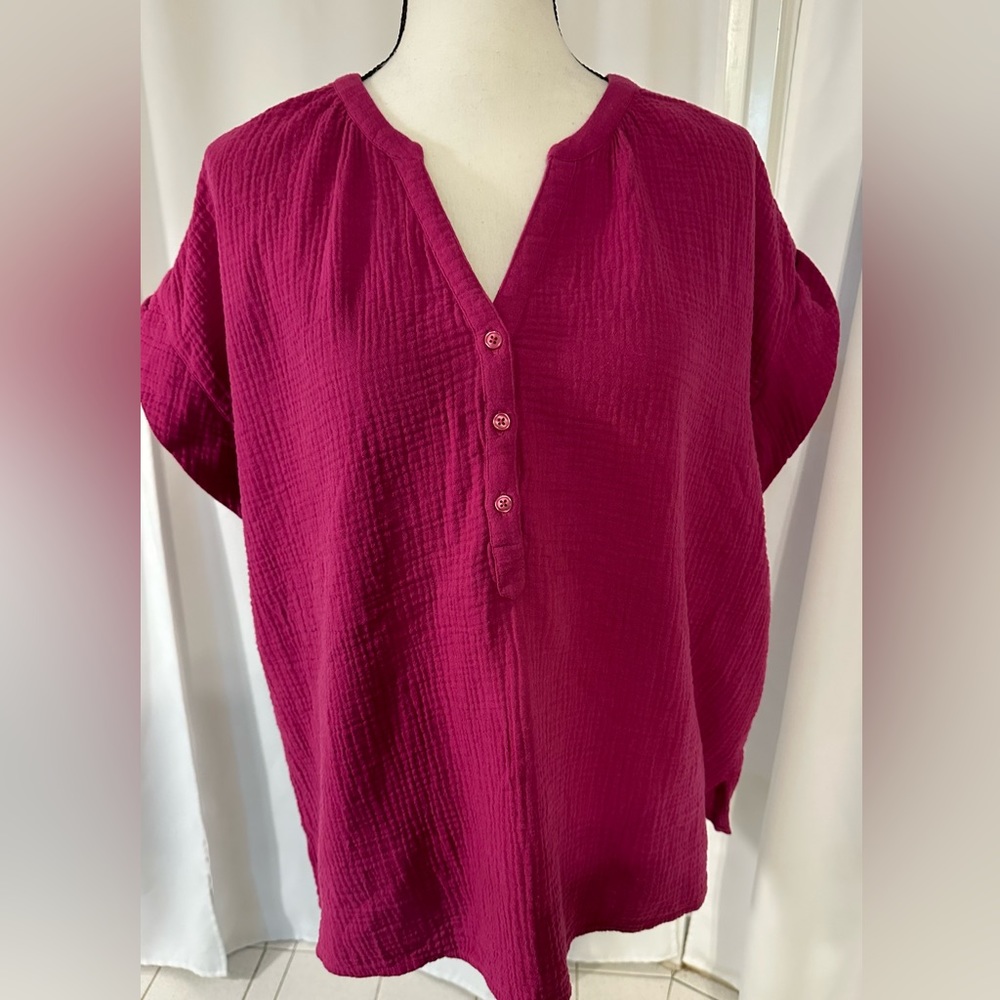 Banana Republic Fuchsia Button-Up Blouse